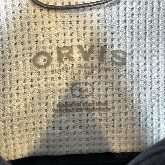 Orvis Shirt Mens Large Blue Short Sleeve Button Up Performance Outdoor Pocket - Picture 3 of 11